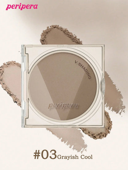 K-beauty V Shading Contour Matte Powder Palette with natural gradation, light bronzer, and smooth velvet texture for facial contouring.
