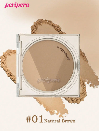K-beauty V Shading Contour Matte Powder Palette with natural gradation, light bronzer, smooth velvet texture, for slimming facial features