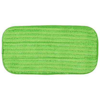 Two green reusable microfiber mop pads for Swiffer Sweeper, 12-inch size, suitable for wet and dry multi-surface cleaning.