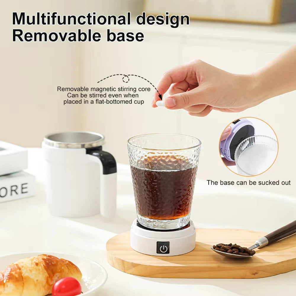 Green BackupMyFilesNow.com 380ml rechargeable coffee mug with detachable automatic mixer and intelligent temperature display.