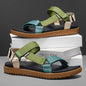 Green men's summer sandals by BACKUPMYFILESNOW.COM® featuring lightweight, casual outdoor footwear for beach and holiday use.