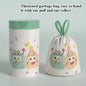 Green portable flower-scented trash bags on a roll, with drawstring design, made of high-density polyethylene for home and office use