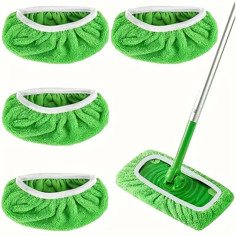 Green reusable microfiber mop pads for Swiffer Sweeper mops, washable surface and hardwood floor cleaning cloths from BACKUPMYFILESNOW.COM®.