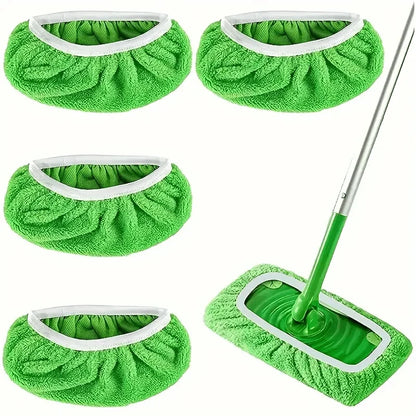 Green reusable microfiber mop pads for Swiffer Sweeper mops, washable surface and hardwood floor cleaning cloths from BACKUPMYFILESNOW.COM®.