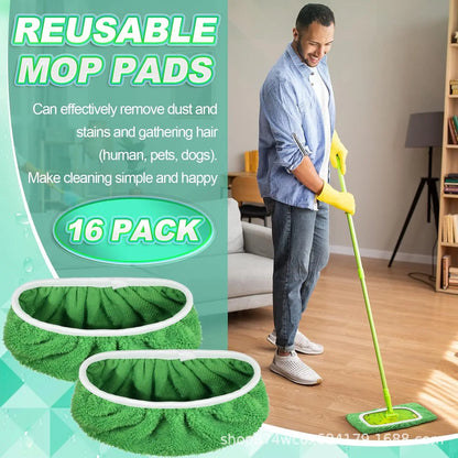 Green reusable microfiber mop pads for Swiffer Sweeper, washable surface and hardwood floor cleaning cloths by BACKUPMYFILESNOW.COM®