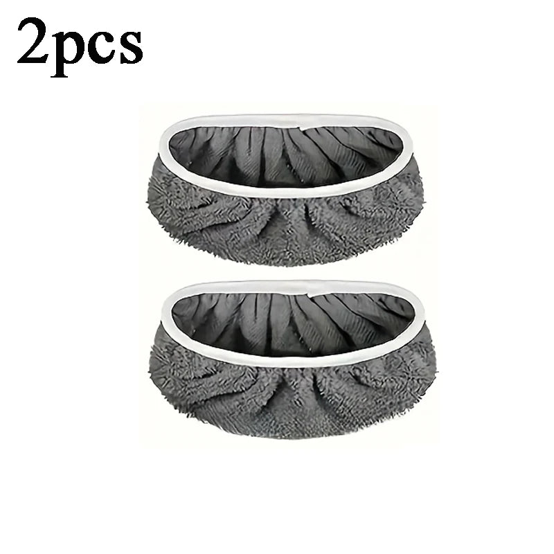 Green reusable microfiber mop pads for Swiffer Sweeper mops, washable surface and hardwood floor cleaning cloth refills.