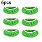 Four green reusable microfiber mop pads for Swiffer Sweeper mops, ideal for cleaning surfaces and hardwood floors.