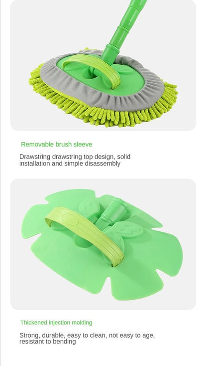 Green car cleaning brush with adjustable telescoping handle, super absorbent brush head for detailed car wash and auto cleaning.