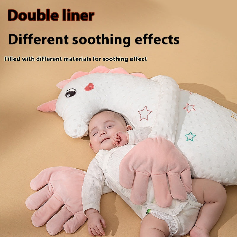 Green dinosaur baby pillow from BackupMyFilesNow.com, soft and comfortable for infants, with a playful dinosaur design.