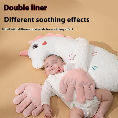 Green dinosaur baby pillow from BackupMyFilesNow.com, soft and comfortable for infants, with a playful dinosaur design.