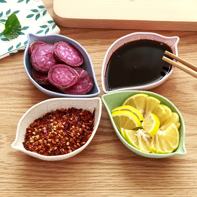 Japanese style small straw leaves snack plate with intricate leaf design, perfect for serving small appetizers or snacks.