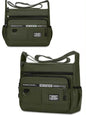 Green men’s single shoulder bag, stylish crossbody storage bag for business and leisure use, casual design with multiple compartments.