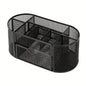 Green mesh desk organizer with sturdy metal pen stand for student and office stationery, ideal for keeping supplies tidy