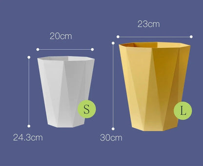 Green plastic household trash can and open trash basket with large capacity for bathroom, bedroom, kitchen, or office use.