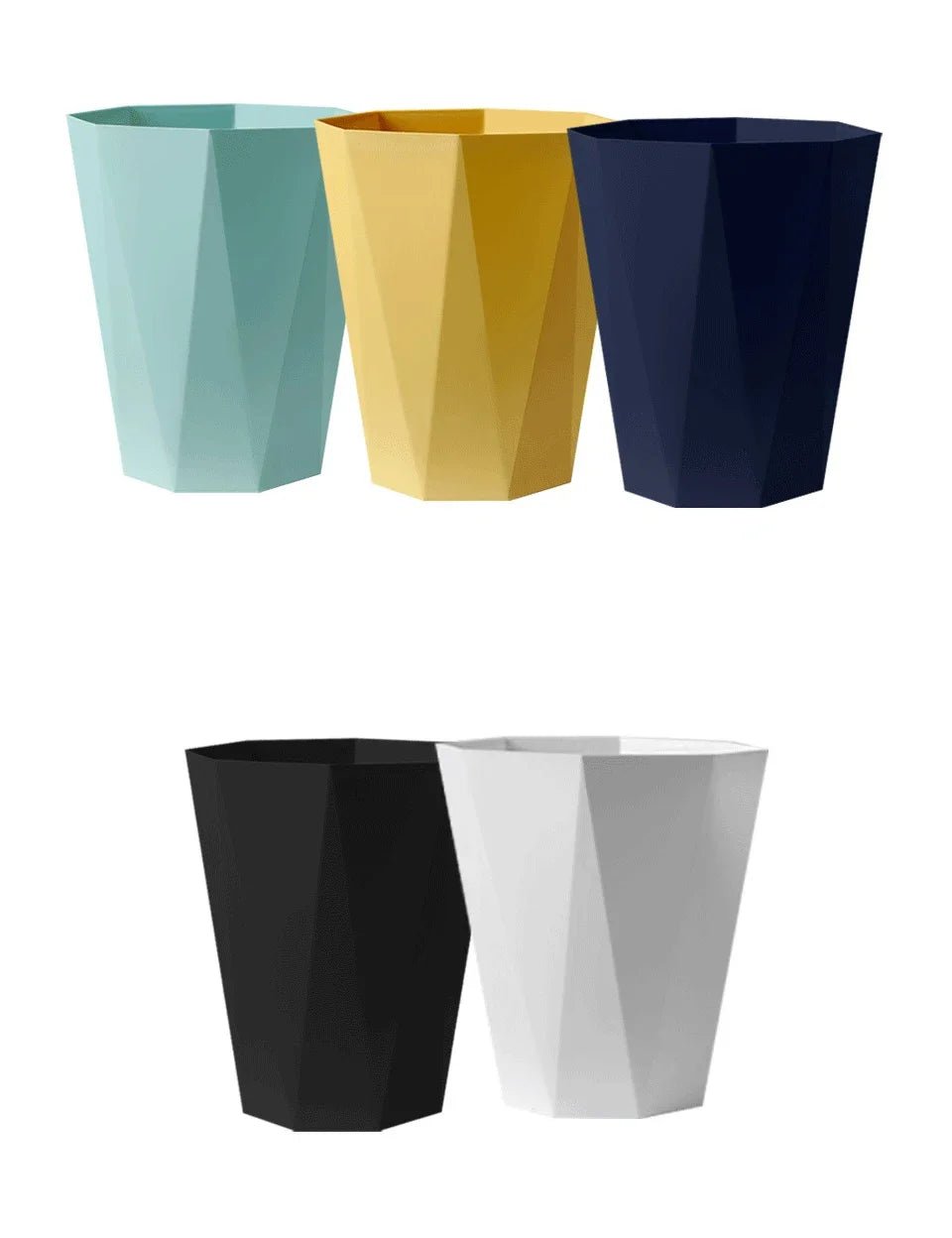 Green plastic household trash can with open top, large capacity for bathroom, bedroom, kitchen, or office use.