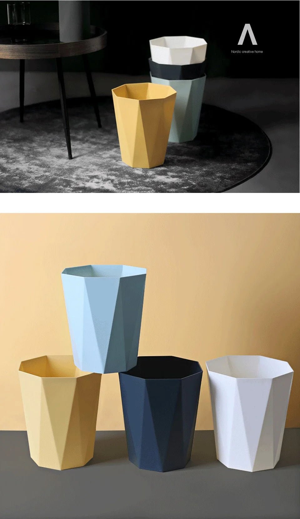 Green plastic household trash can with open top, large capacity, suitable for bathroom, bedroom, kitchen, or office use.