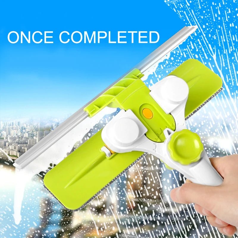 Eworld high-rise telescopic window cleaning brush with green handle, designed for washing and dusting large glass windows.