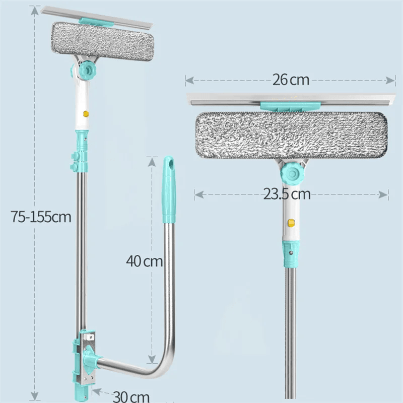Eworld Hot Upgraded Telescopic Window Cleaning Brush for high-rise glass, featuring a green handle and dust removal bristles.