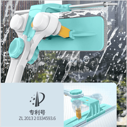 Eworld Hot Upgraded Telescopic Window Cleaning Brush for high-rise glass windows, with green handle and dust removal bristles.