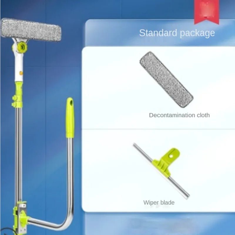 Eworld Hot Upgraded Telescopic Window Cleaning Brush with green handle for high-rise glass and dust cleaning.