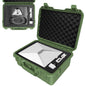 Green Starlink Mini Case by BACKUPMYFILESNOW.COM®, waterproof, shockproof portable travel case for mini Starlink dish and accessories.