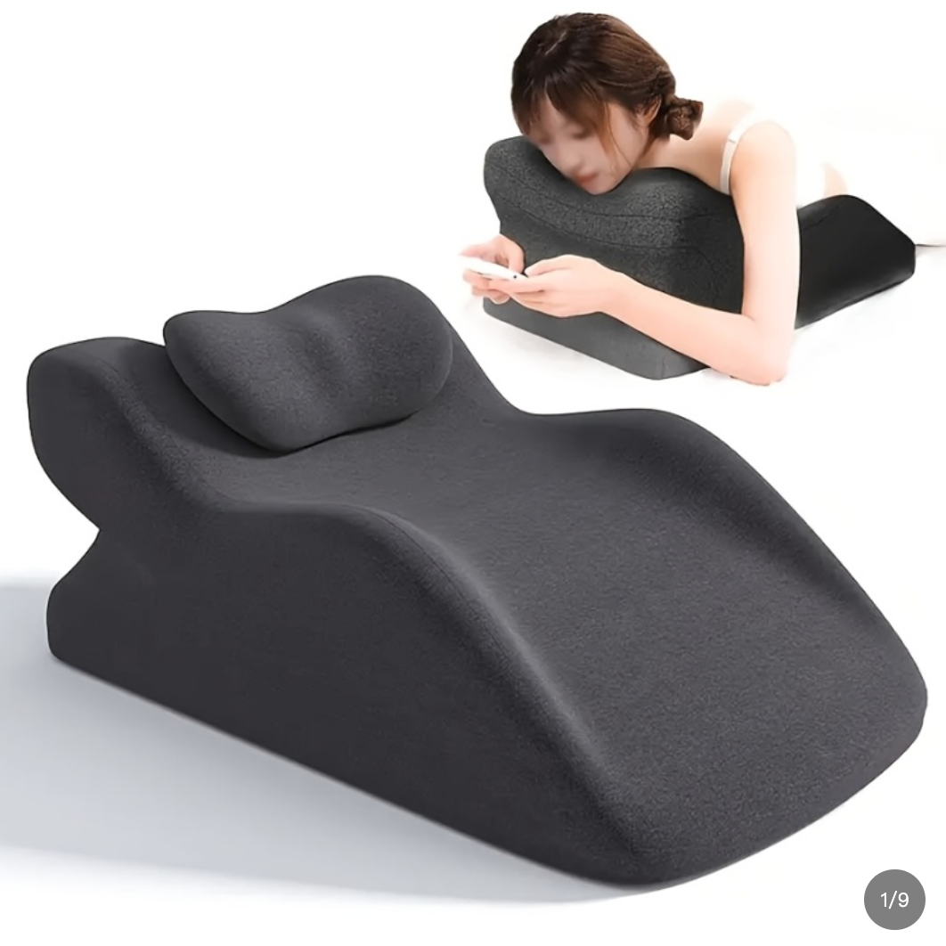 Green stomach sleeper pillow from BackupMyFilesNow.com, designed for comfortable side and stomach sleeping support.