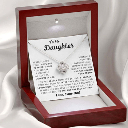 Elegant heart-shaped clavicle chain necklace from BACKUPMYFILESNOW.COM®, displayed with a greeting card and flip box, perfect as a gift for daughter.