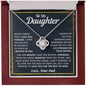 Elegant heart-shaped clavicle chain necklace from BACKUPMYFILESNOW.COM®, displayed with a greeting card in a flip box, ideal for gifting.