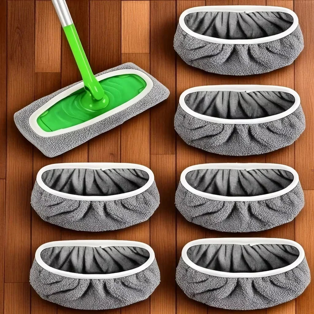 Gray reusable microfiber mop pads for Swiffer Sweeper, high absorption, washable floor cleaning replacements by BACKUPMYFILESNOW.COM®.