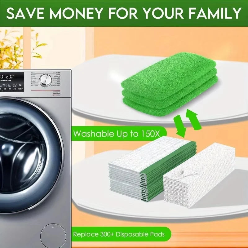 Gray reusable microfiber mop pads for Swiffer Sweeper, high absorption, washable floor cleaning replacement pads by BACKUPMYFILESNOW.COM®