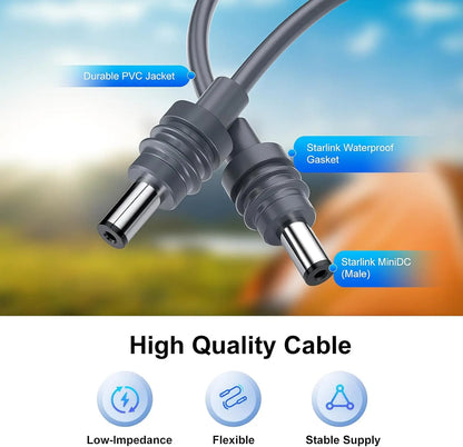 Starlink Mini DC Power Cable in gray, 3.3/16.4/32.8 feet, replacement cable for Starlink power supply, by BACKUPMYFILESNOW.COM.
