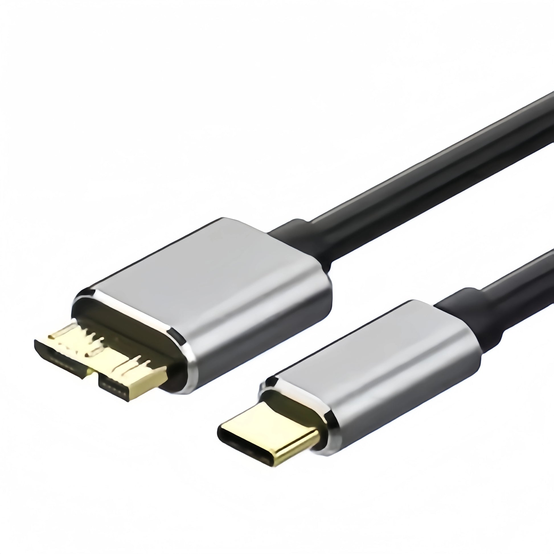 BackupMyFilesNow.com USB C to Micro B 3.0 cable in grey, 1 meter, for external hard drives, SSDs, MacBook, and laptops.