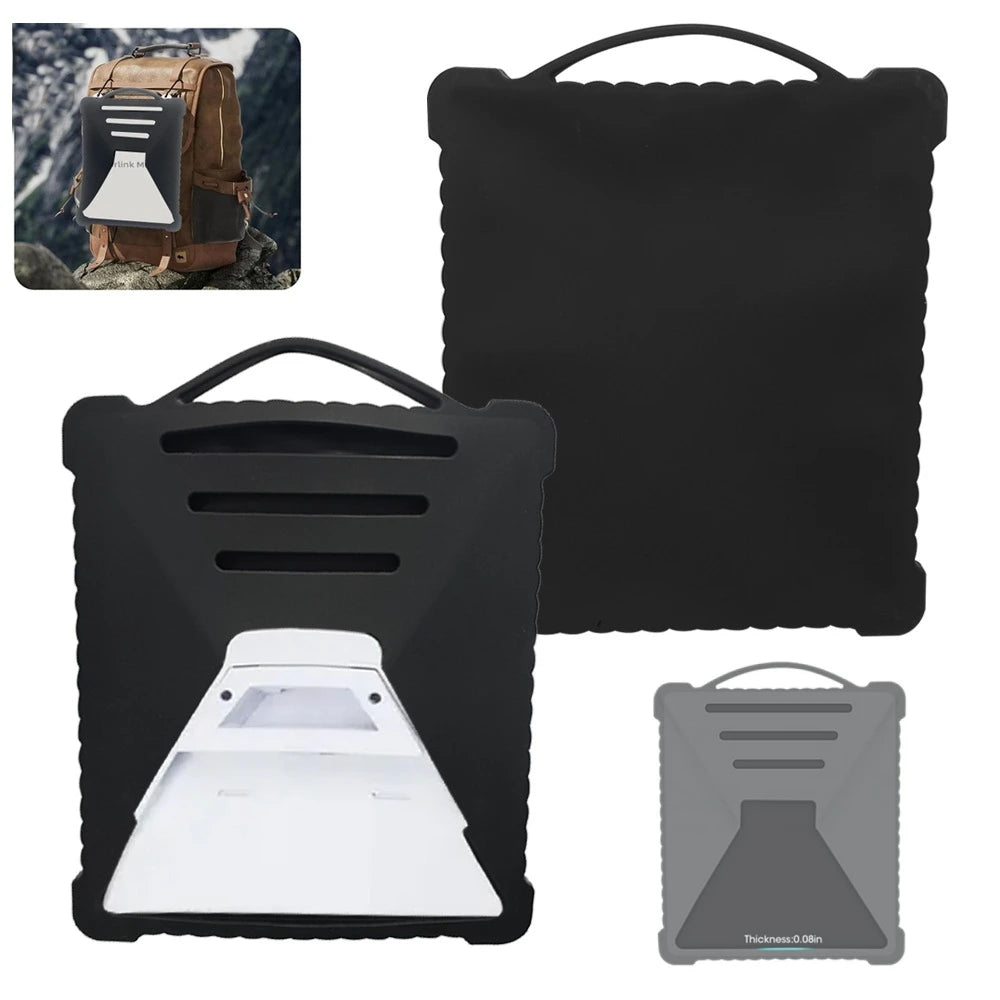 Gray silicone protective cover for Starlink Mini, waterproof and drop-proof outdoor soft shell by BACKUPMYFILESNOW.COM®