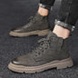 Men's high-top leather Martin boots in British style with rugged design and sturdy soles, by BACKUPMYFILESNOW.COM®.
