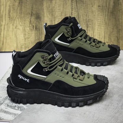 Men's outdoor hiking casual shoes by BackupMyFilesNow.com, grey, lightweight, anti-slip, wear-resistant, versatile climbing footwear.
