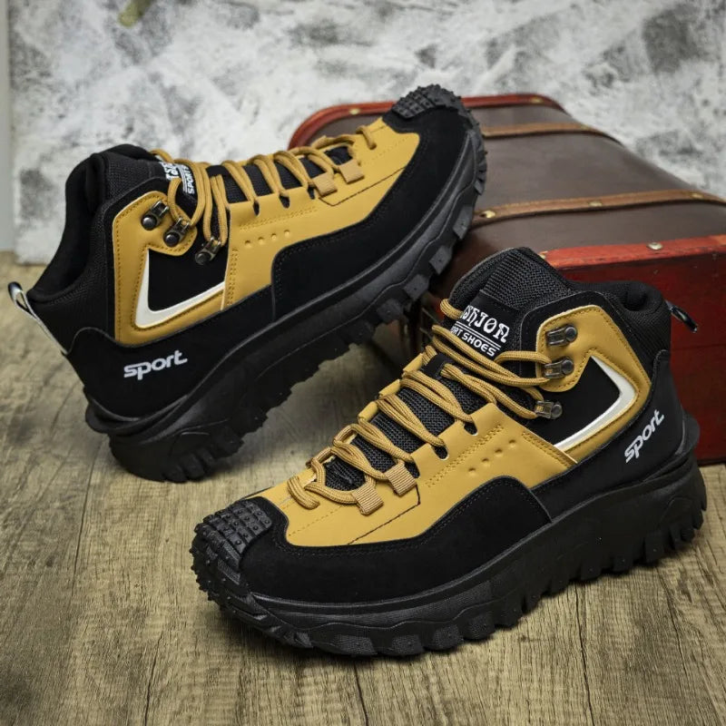 Men's outdoor hiking casual shoes by BackupMyFilesNow.com, grey, lightweight, anti-slip, wear-resistant, versatile climbing footwear.