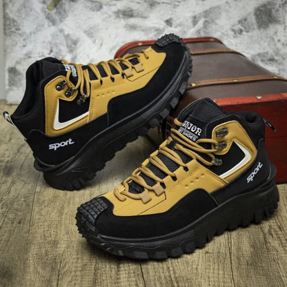 Men's outdoor hiking casual shoes by BackupMyFilesNow.com, grey, lightweight, anti-slip, wear-resistant, versatile climbing footwear.