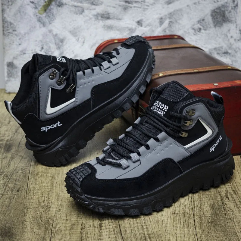 Men's outdoor hiking and casual shoes by BackupMyFilesNow.com in grey, light, anti-slip, wear-resistant, versatile, and comfortable.