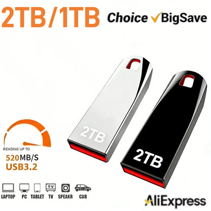 Grey BackupMyFilesNow 2TB USB 3.2 flash drive with sleek, durable design and fast 520MB/s data transfer, plug-and-play storage.