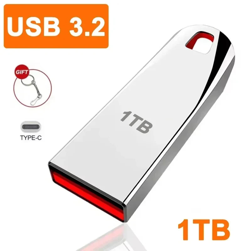 Grey USB 3.2 flash drive with 2TB capacity, sleek durable design, compact, plug-and-play data transfer from BackupMyFilesNow.com