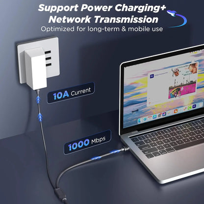 2-in-1 Starlink Mini Cable by BACKUPMYFILESNOW® with DC/USB-C charging and Ethernet connection, 49.2ft/15m length.