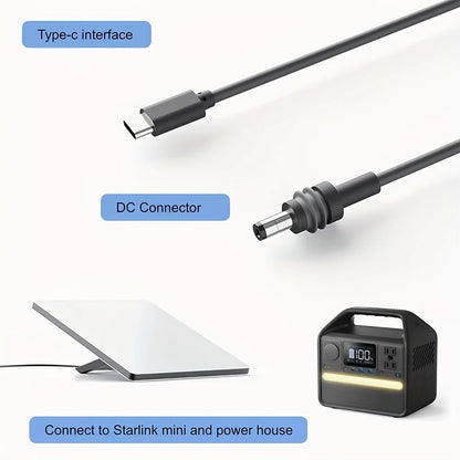 USB C to DC power cable for Starlink Mini, waterproof, 5m length, compatible with Starlink Gen3 Mini, by BACKUPMYFILESNOW.COM®.