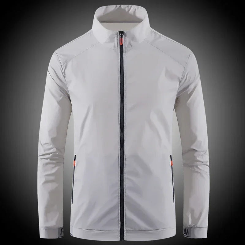 Men's breathable waterproof summer jacket by BACKUPMYFILESNOW.COM® with UV protection, suitable for outdoor fishing and sports.