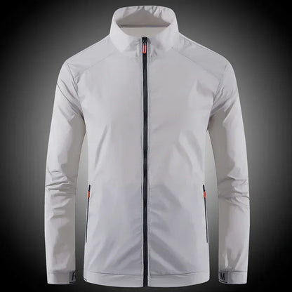 Men's breathable waterproof summer jacket by BACKUPMYFILESNOW.COM® with UV protection, suitable for outdoor fishing and sports.