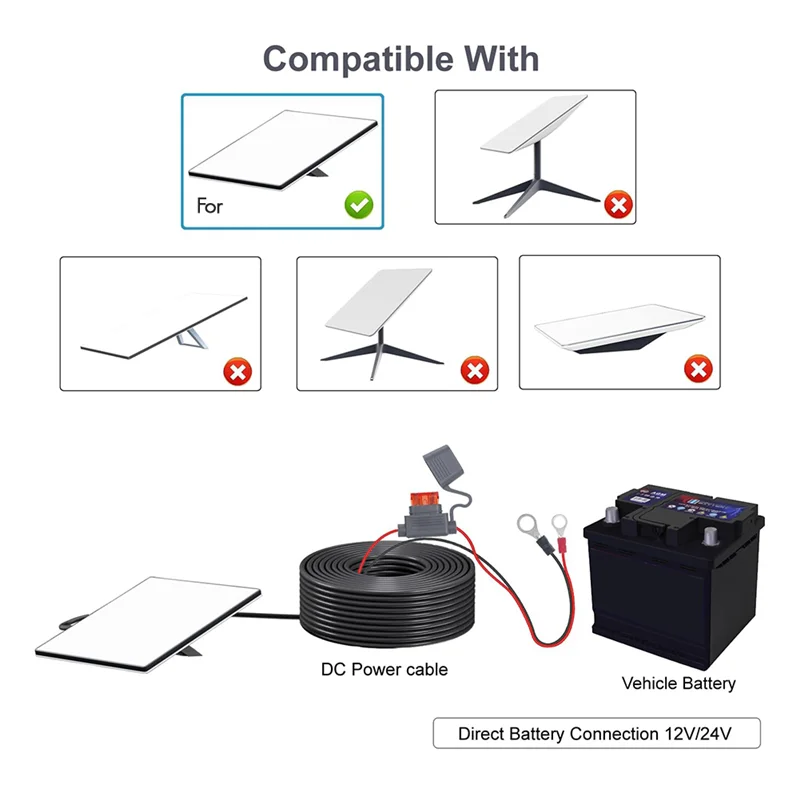 Backupmyfilesnow® B84B 10ft 18AWG DC power cable with fuse holder for Starlink Mini, suitable for 12V-48V battery power input.