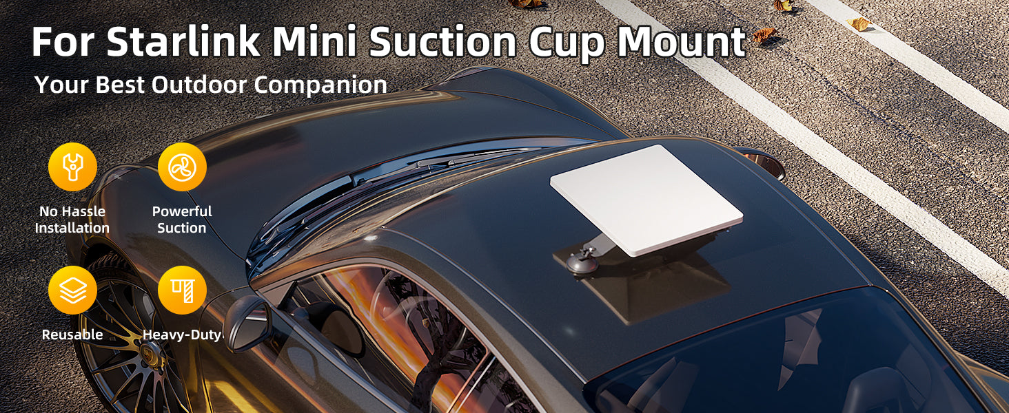 Universal connector for Starlink Mini suction cup car mount, compatible with original Starlink Mini Mount, by BACKUPMYFILESNOW.COM®.