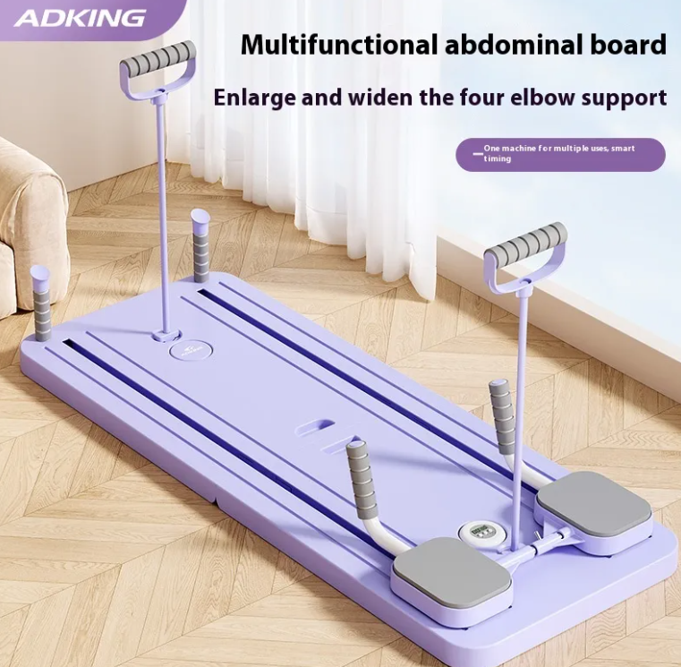 Gray folding abdominal wheel fitness board for household workouts, designed for core strength and abdominal exercises.