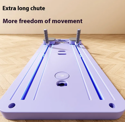 Grey folding household abdominal wheel fitness board with handles for core workouts and abdominal exercises.