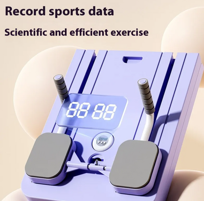Gray folding household abdominal wheel fitness board for core workouts, designed for effective abdominal muscle training.