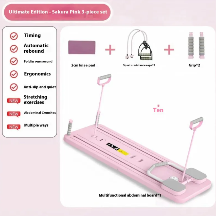 Grey folding abdominal wheel fitness board for household workouts, designed for core strengthening and abdominal exercises.